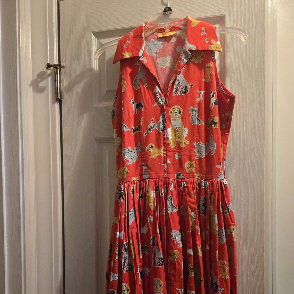 Bernie Dexter Mari dress, dog print, XS EUC